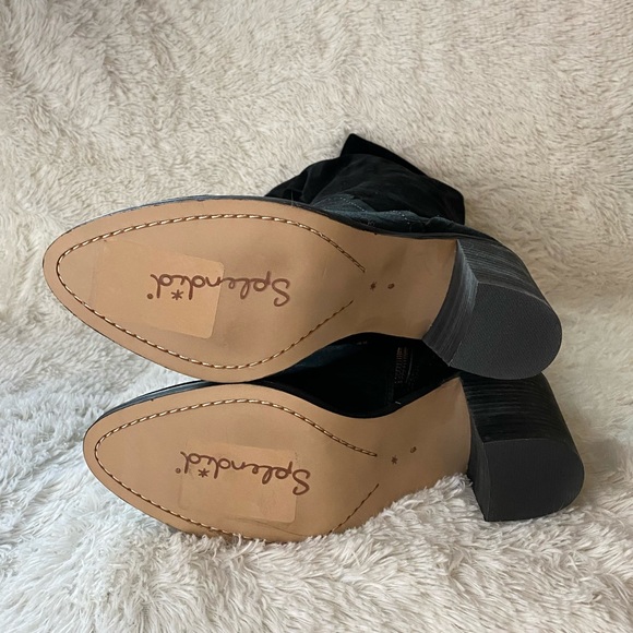 SPLENDID Chester Black Suede Block Heel Boot 9 - Picture 5 of 6
